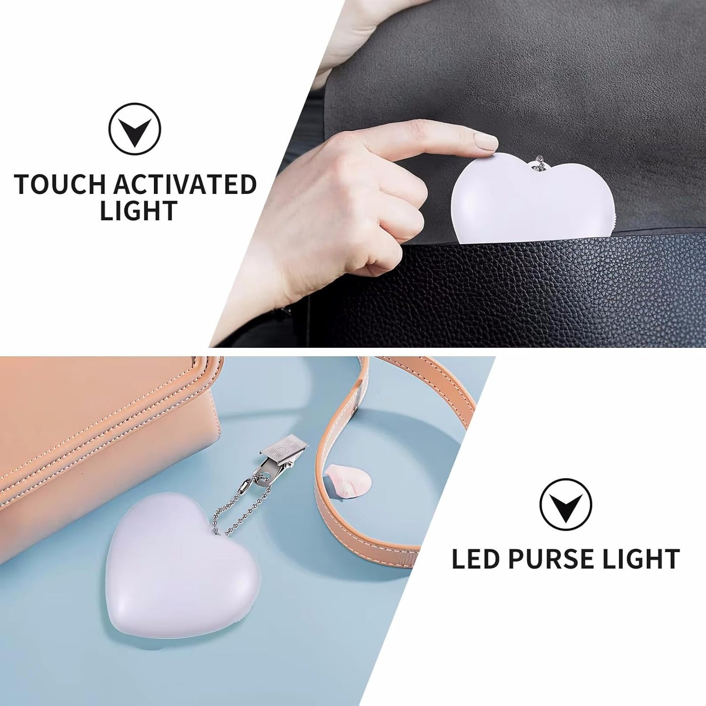 LED Touch-Activated Handbag Lamp- Glow Heart Purse Light