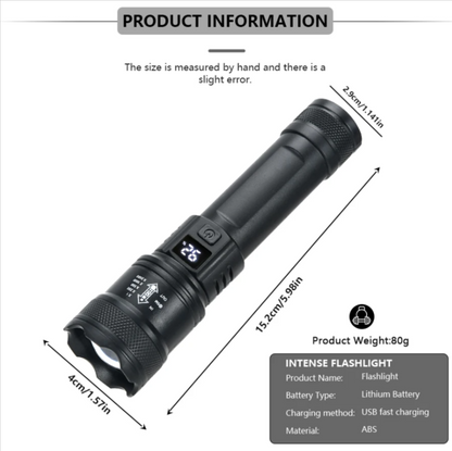 USB Rechargeable LED Flashlight with Zoom